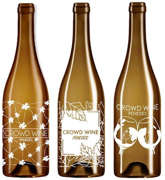 Diseños de las serigrafías para la botella Borgoña Crowd Wine Penedès